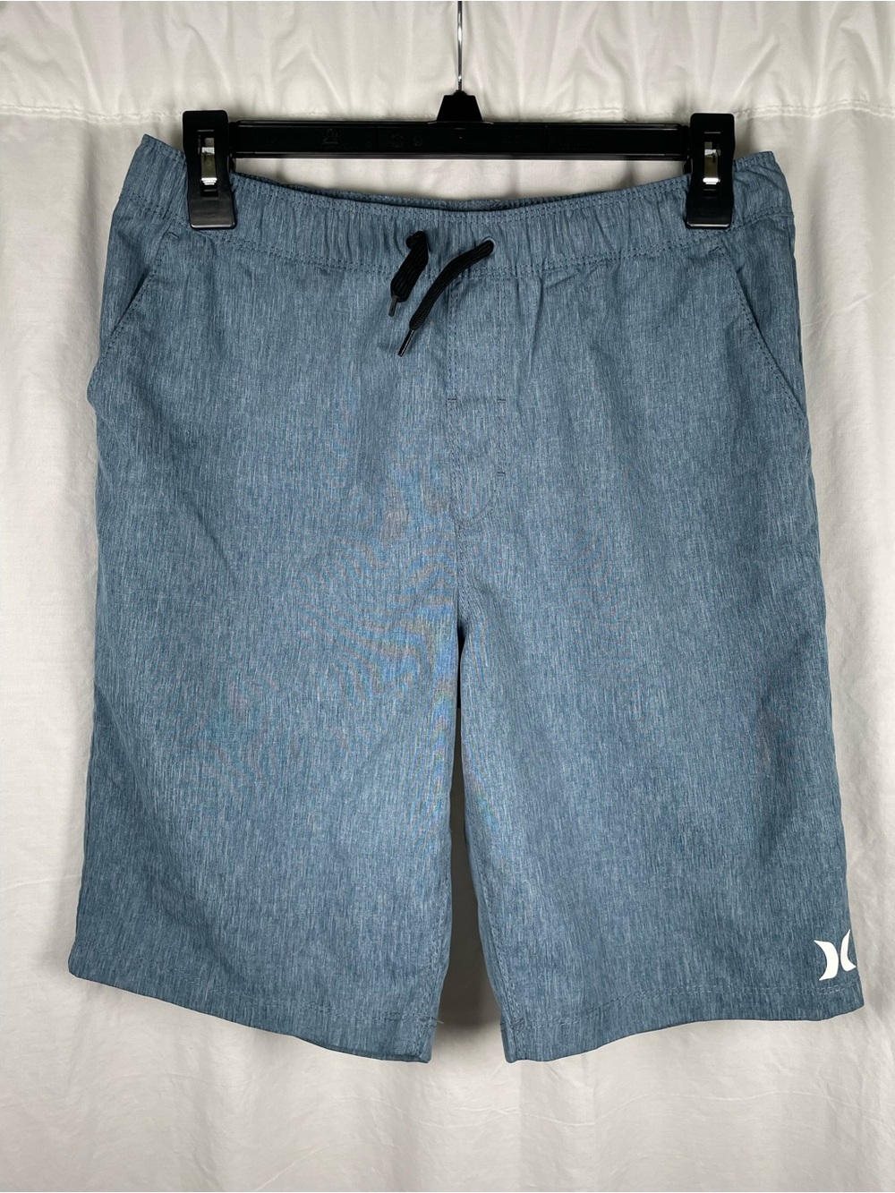 Hurley Light Blue Elastic Waist Board Shorts with Black Drawstring